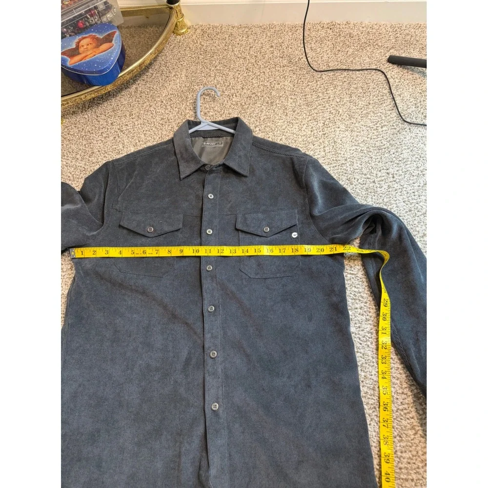 Hi-Tec Mens Corduroy Long Sleeve Button Down Shirt Gray Medium Pockets